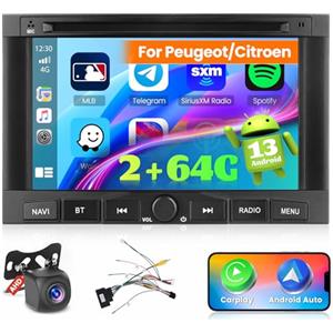 Ohradio 2GB+64GB Radio Android 13 per Peugeot 3008 5008 Citroën Partner Berlingo 2010-2016 Autoradio 2 Din Carplay Wireless Android Auto 7 Pollici Touchscreen con GPS WiFi AHD Retrocamera MIC