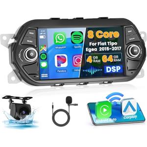 Ohradio 8 Core/4G+64G Autoradio Android 13 per FIAT TIPPO EGEA 2015-2017 con Carplay Wireless Android Auto Stereo Auto 7 Pollici Touchscreen con GPS 59UI DSP WiFi BT RDS/FM Retrocamera MIC