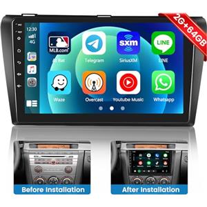 Hikity [2GB+32GB] Hikity 2024 Nuovo 9 Polici Autoradio Android 11 per Mazda 3 (2006-2012) con Carplay Wireless Android Auto Touchscreen Autoradio Bluetooth con HiFi GPS WiFi RDS FM USB Mic Retrocamera