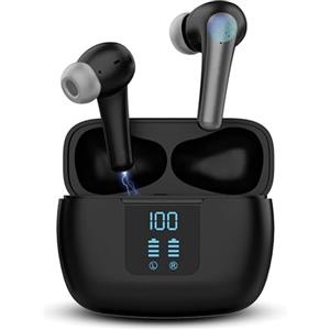 PANDAHAI Cuffie Bluetooth, Auricolari Bluetooth 5.3 Wireless In Ear , altoparlanti da 10 mm con bassi potenti, 5-7h Cuffiette Bluetooth Hi-Fi Senza Fili, Cuffie Senza Fili IP5 Impermeabili/ Display LED,Nero