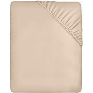 Utopia Bedding Lenzuolo con Angoli Due Piazze Matrimoniale - 180x200cm - Beige - Microfibra di Poliestere Spazzolato - Lenzuolo sotto con Angoli Elasticizzato