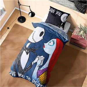 Disney Stitch Set Copripiumino e Federa, Accessori Camera da Letto, Singola o Doppia (Singolo di Nero Jack Sally)