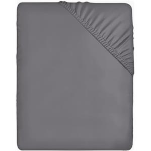 Utopia Bedding Lenzuolo con Angoli - 100x200cm - Grigio - Microfibra Spazzolata - Lenzuolo Sotto con Angoli Elasticizzato