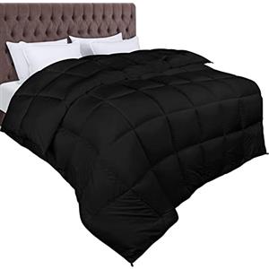 Utopia Bedding Piumone 180 x 200 cm 370 gsm, Piumino Una Piazza e Mezza, Piumino Letto Una Piazza e Mezza, Trapunta Una Piazza e Mezza 100% Microfibra (Nero)