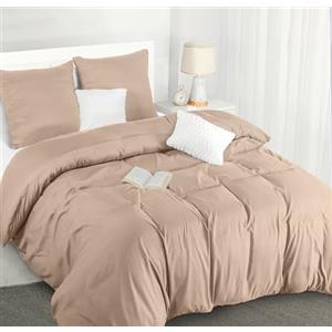 Utopia Bedding Copripiumino Una Piazza e Mezza - Microfibra Copripiumino 200x200cm + Federe 80x80cm - Beige