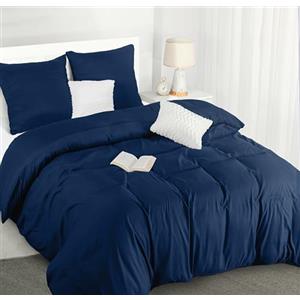 Utopia Bedding Copripiumino Una Piazza e Mezza - Microfibra Copripiumino 200x200cm + Federe 80x80cm - Blu Navy