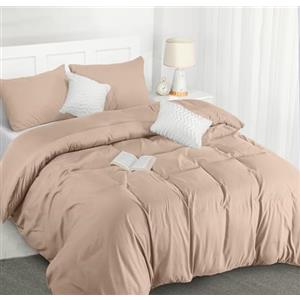 Utopia Bedding Copripiumino Una Piazza e Mezza - Microfibra Copripiumino 200x200cm + Federe 50x75cm - Beige