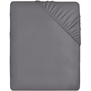 Utopia Bedding Lenzuolo con Angoli Due Piazze Matrimoniale - 200x200cm - Grigio - Microfibra di Poliestere Spazzolato - Lenzuolo di sotto con Angoli Elasticizzati