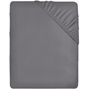 Utopia Bedding Lenzuolo con Angoli Due Piazze Matrimoniale - 180x200cm - Grigio - Microfibra di Poliestere Spazzolato - Lenzuolo Sotto con Angoli Elasticizzato