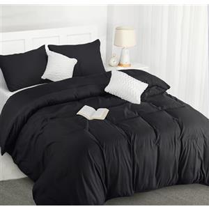 Utopia Bedding Copripiumino Una Piazza e Mezza - Microfibra Copripiumino 200x200cm + Federe 50x75cm - Nero