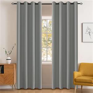 YSTELLAA Impermeabili Tende Oscuranti Per Interni 2 Pezzi, 140×145CM, Tende Termiche Isolanti Con Anelli, Moderne, Fonoassorbenti, Per Soggiorn, Camera Da Letto, Grigio Chiaro
