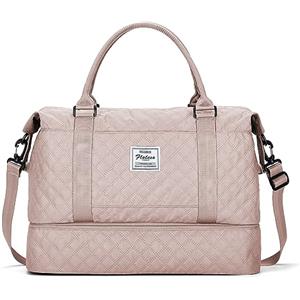 SEAFEW Borsone da Viaggio Donna, Bagaglio a Mano Borsa da Viaggio con Scomparto per le Scarpe, Borsa Sportiva Borsone da Palestra Grande, Borsa da Weekend, Borsa per Ospedale,H7-Rosa pesca