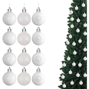 SHATCHI 30 mm/12 palline di Natale infrangibili bianche, decorazioni per albero di Natale, palline ornamentali da appendere per le vacanze, lucide, opache, glitterate