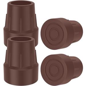 supregear 4pz Punta Gomma 25mm per Stampelle, Bastoni, Deambulatori, Sedie WC, Sgabelli Doccia, Panchine da Bagno, Universali Antiscivolo, Marrone