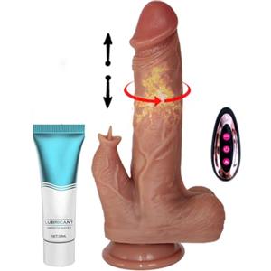 Generico dildo realistico da 8,7' per la stimolazione del punto G vaginale e anale, vibratore anale del pene maschile, 10 modalità di spinta, rotazione e leccata, Fallo anale riscaldato multifunzionale