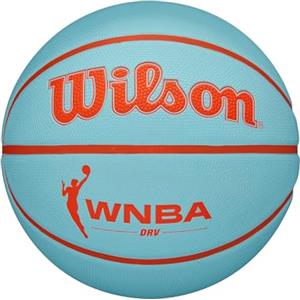 Wilson Pallone da Basket WNBA DRV, Con Canali di Precisione e Rivestimento ad Alte Prestazioni, Con Stabilità Aerea Superiore, Classico Design WNBA, Colore: Acqua/Arancione, Taglia: 6