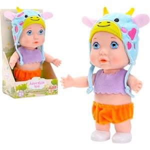 Miunana 6 Pollici 20 CM Bmabola Neonato Bambolotti Amici Degli Animali in Vinile Bambole Piccole Giocattolo Bamboline Baby Doll per Bambini Ragazzi (Toro)