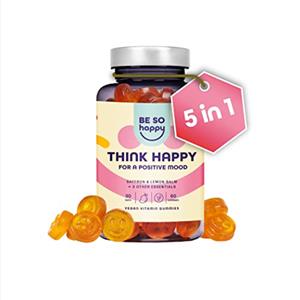 BE SO HAPPY Ashwagandha Gommose Con Gaba, Rodiola e Vitamine B12 e B6. Alto Dosaggio 250 mg. Cortisolo Integratore Antistress. 60 Caramelle. Vegano, senza glutine e lattosio. Be So Happy