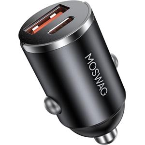 MOSWAG Carica Batteria per Auto, 2 Porte Caricabatteria Da Auto Quick Charge 3.0 Accendisigari USB Compatibile con IPhone, Samsung Galaxy S10/S9/S8, Huawei, Xiaomi, Tablet