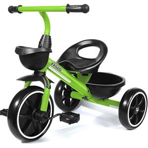 KRIDDO Triciclo per Bambini dai 24 mesi ai 5 anni, Tricicli per bambini da 2,5 a 5 anni, Triciclo Evolutivo da 2 a 4 anni, con Cestello Portaoggetti, Ideale da regalare, Verde