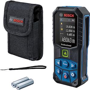 Bosch Professional Metro Laser Distanziometro Laser GLM 50-27 CG (laser verde, campo di misura: fino a 50m, robusto, IP65, trasferimento dati tramite Bluetooth, 2 batterie AA, tracolla, sacchetto)