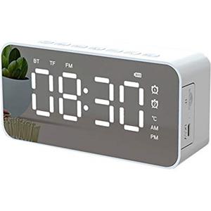 Jjoer Radiosveglia Digitale Sveglie Digitali Non Ticchettio Allarme Orologio Piccola Sveglia Radio Sveglia Sveglia con Cavo di Ricarica USB Radio Sveglia White,One Size