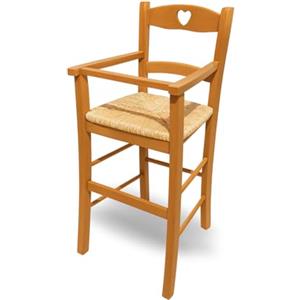 Paluplus Seggiolone in Legno di Faggio, misura 36x36x85 cm, Seduta in Paglia Intrecciata, Seggiolone Pappa, Stabile e Sicuro, Made in Italy -20F-5 (Ciliegio)