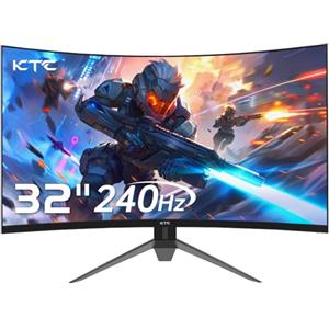 KTC Gaming Monitor 32 Pollici FHD Curvo Monitor, 240Hz, 1ms, 1920x1080, Freesync & G-sync, HVA 1500R Schermo PC, 125% sRGB, Inclinazione Regolabile, VESA, DP1.4/HDMI 2.0 240Hz, USB2.0, H32S17F