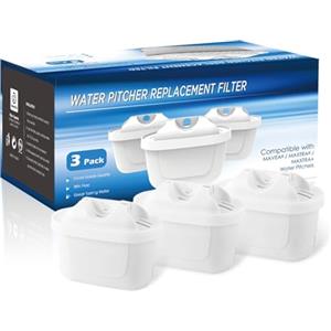 LUOJINYI 3 Pack Cartuccia per filtro, filtri riduce cloro, calcare, PFAS e metalli, dell'acqua compatibile con Brita Maxtra+, Brita Style, Mavea Elemaris XL