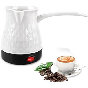 BORDEAG Caffettiera Elettrica da 500 ml, Macchina da Caffè Turco, 600 W, 220 V, a Induzione, Bianca