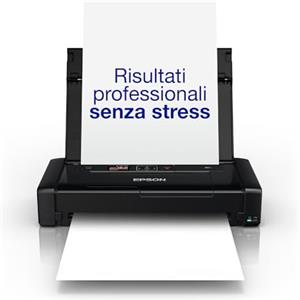 Epson Workforce WF-110W, Stampante A4 Portatile Inkjet, Connettività Wi-Fi e Wi-Fi Direct, Batteria Integrata,Display LCD, 7 ppm in bianco/nero, Nero