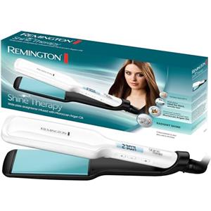 Remington Piastra per Capelli Larga - Shine Therapy: Rivestimento Ceramico con ingredienti microattivi per maggiore brillantezza - Olio di argan marocchino e vitamina E, Display LCD, 150-230°C, S8550