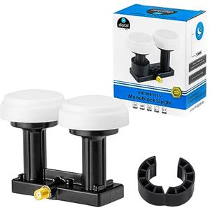 HB-Digital Opticum - Set LNB monoblocco HB-DIGITAL, 0,1dB,| LNC Direkt 2 Sat Astra 19,2° Hotbird 13°, Full HD TV 3D Ultra HD 4K, guaina in gomma e spina F dorata
