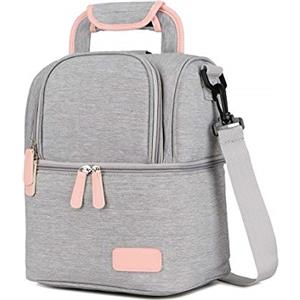 Meichoon Zaino con tiralatte Termico e Borsa Termica per biberon Borsa Termica Portatile Borsa per Il Pranzo Grande capacità congelatore per Lavoro Mamma Donna Grigio