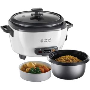 Russell Hobbs Cuociriso Piccolo - 0,8 l incluso inserto per cottura a vapore - Pentola con rivestimento antiaderente; Cucchiaio per riso e misurino; Pentola cottura lenta per verdure e pesce, 27030-56