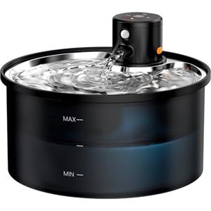 VKIMISS Fontanella per Gatti senza Fili: Fontana per Gatti - 3.2L Fontanella Gatto con Sensore di Movimento - Fontana Gatto Batteria - Dispenser Acqua Gattis con Pila 4000mAh - Acciaio Vassoio per Bere