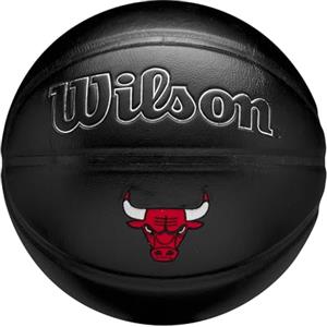 Wilson Pallone da Basket NBA Team Premiere, Con Design dinamico A Profondità, Con Effetto Pelle di Serpente e Toppa Della Squadra Ricamata, Squadra: Chicago Bulls, Colore: Nero, Taglia: 7