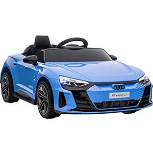 HOMCOM AUDI RS Macchina Elettrica per Bambini 3-5 Anni 12V Doppio Motori, Auto Elettrica per Bambini 3-5km/h con Cintura di Sicurezza, Telecomando, Sospensioni, Musica, Luci LED e Clacson, Blu