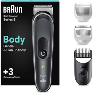 Braun Serie 5 Rasoio Elettrico Corpo Uomo, per Petto, Ascelle, Inguine e Zone Sensibili, con Pettini Da 3 mm A 11 mm, Tecnologia SkinShield, 100 Min Autonomia Senza Fili, BG5340