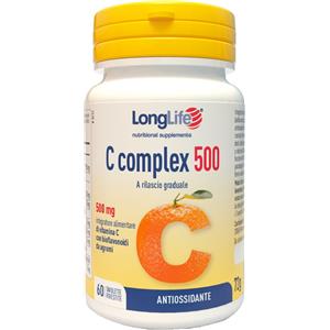 LongLife C Complex 500 - Integratore di Vitamina C con Bioflavonoidi, Antiossidante, 60 Tavolette