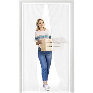 Meet Beauty Zanzariera Magnetica 150 x 220 cm per Porte, Upgrade Zanzariera Porta Finestra, Bianco