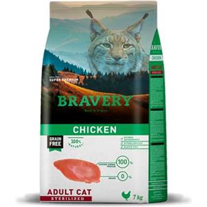 BRAVERY Crocchette per Gatti Adulti Sterilizzati al Pollo - 7 kg
