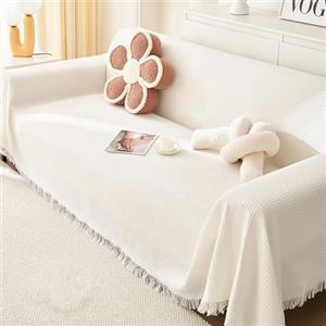FANSU Telo Copridivano 1 2 3 4 Posti, Copriletto Matrimoniale Multiuso Copritutto, Elegante Coperta Copridivano Antiscivolo Reversibile Coperta Decorativa per Divano (Bianco,180 * 130cm)