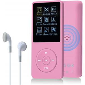 COVVY 8 GB Lettore musicale MP3 portatile da, supporta schede di memoria SD fino a 64 GB, lettore MP3 HiFi con audio senza perdita, registrazione di musica/video/voce/radio FM(8G,Rosa)