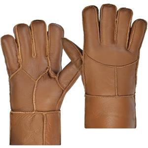 Harssidanzar Guanti invernali in pelle,lana calda shearling foderata per gli uomini invernali guanti freddi KM053EU,Caffè,M