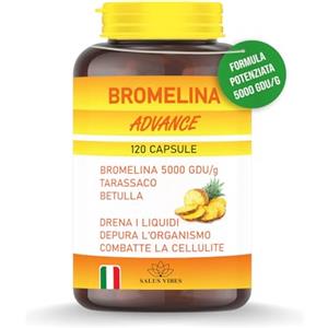 SALUS VIBES Bromelina Ultra Forte Drenante Potente Anticellulite Integratore di Enzimi Digestivi Completi Cellulite Gambe e Glutei Alta Concentrazione Made in Italy