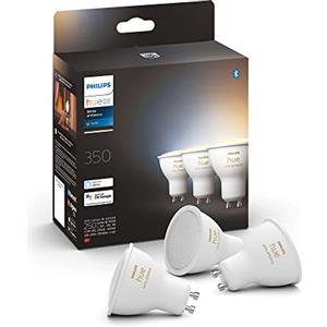 Philips Hue White Ambiance, Faretto LED Smart GU10, Luce Bianca da calda a fredda, 350lm, Compatibile con Bluetooth, controllo vocale con Alexa, Apple Home e Google Assistant, pack da 3
