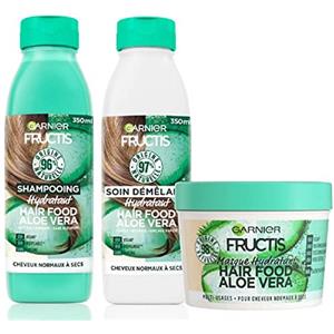 Garnier Fructis Hair Food - Cofanetto routine con aloe vera per capelli normali a secchi, 98% ingredienti di origine naturale