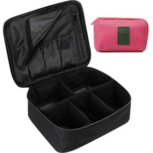 DIMJ Organizer Valigia Viaggio, Beauty Case da Donna, Tessuto Oxford da Viaggio o da Donna, Set da Viaggio Accessori Utili Organizer per Valigie, 26x22x10cm, Nero Scuro