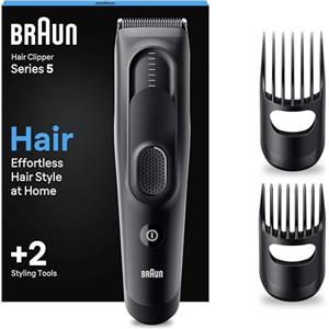 Braun Series 5 TAGLIACAPELLI UOMO, Con 17 Impostazioni Di Lunghezza, Sistema Di Memoria Safetylock, lame Ultra Affilate, 2 Pettini, Batteria Ni-Mh 50 Minuti Di Autonomia, Idea Regalo, HC5330